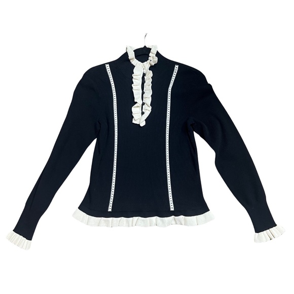 Cabi Adorn Black Ruffle sweater SIZE S - Picture 3 of 6